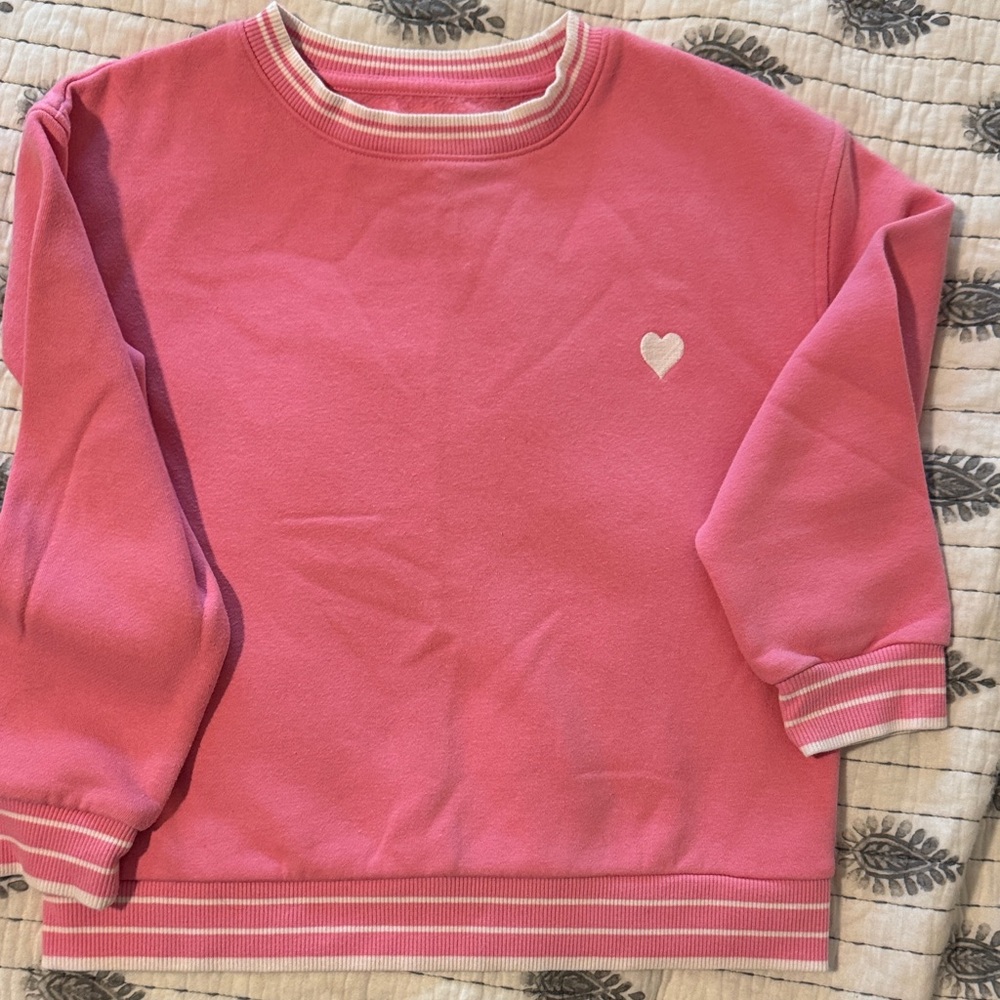 Cat & Jack Pink Crew Neck Sweater with Heart Detail